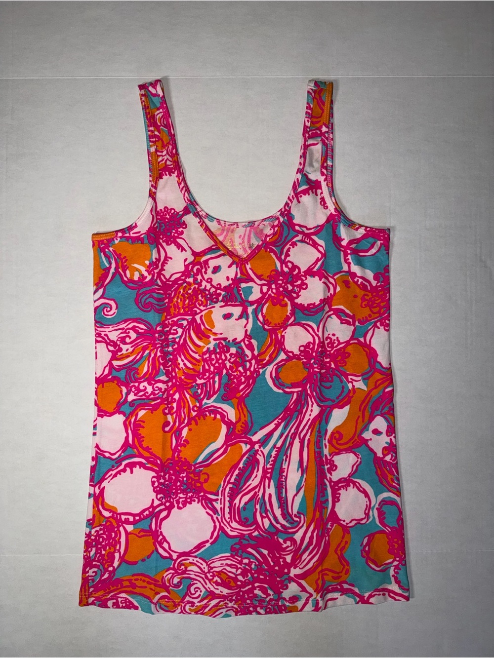Lilly Pulitzer Pink, Orange & Teal Floral Tank
